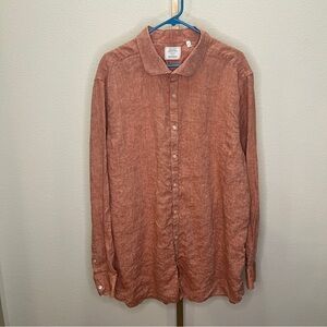 Murano Baird McNutt Linen Button Down Shirt Terra Cotta 3XT